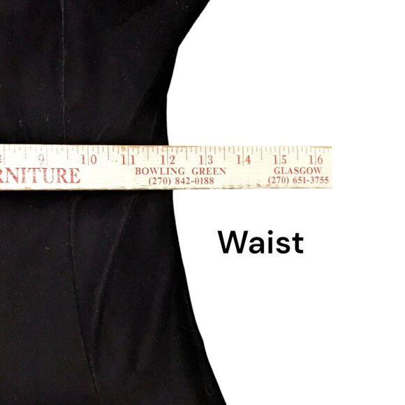 Vintage Benson Smith Dress Women's 11/12 Black Velvet Lace Up Goth Pleated - Picture 9 of 11